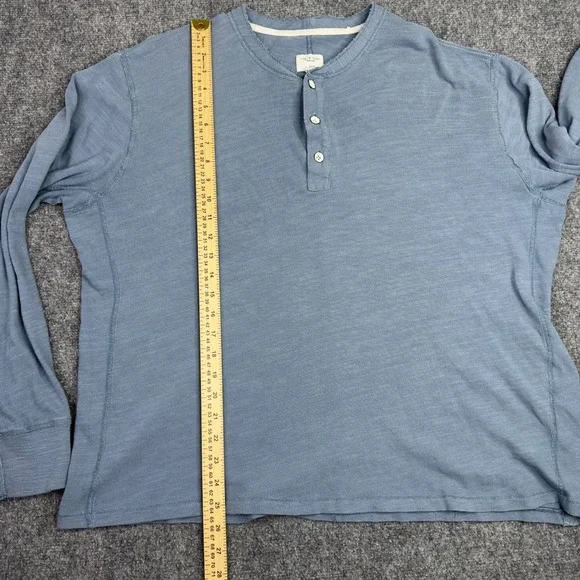 Rag & Bone Henley Shirt Mens XXL Blue Cotton Slub Long Sleeve Casual Minimalist - Picture 9 of 9